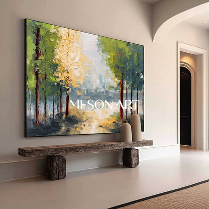 Autumn Landscape Art Original Fall Painting for Stylish Interior Design