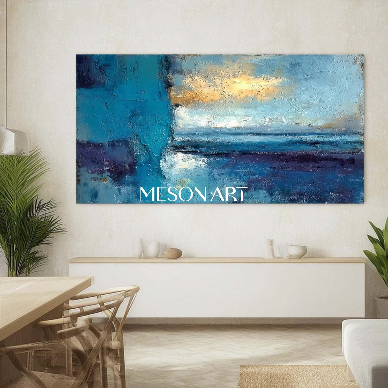 Dining Room Blue Abstract Wall Painting Blue Abstract Art for Sale
