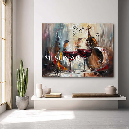Large Red Wine Abstract Canvas Art For Sale Red Wine And Music Wall Art Decor Red Wine And Music Paintings
