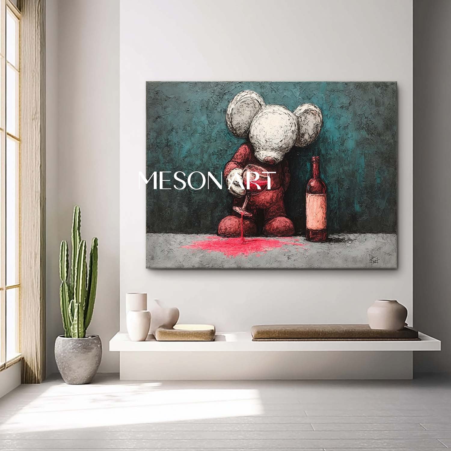 Large Contemporary Red Wine Pop Art Kaws Abstract Pop Art Red Wine Modern Abstract Canvas Art