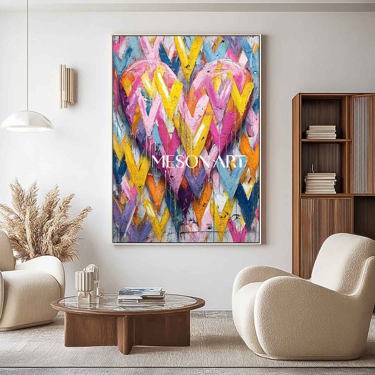 Heart shaped graffiti abstract canvas art Heart shaped wall decoration ideas Valentine's day heart gift