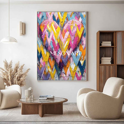 Heart shaped graffiti abstract canvas art Heart shaped wall decoration ideas Valentine's day heart gift