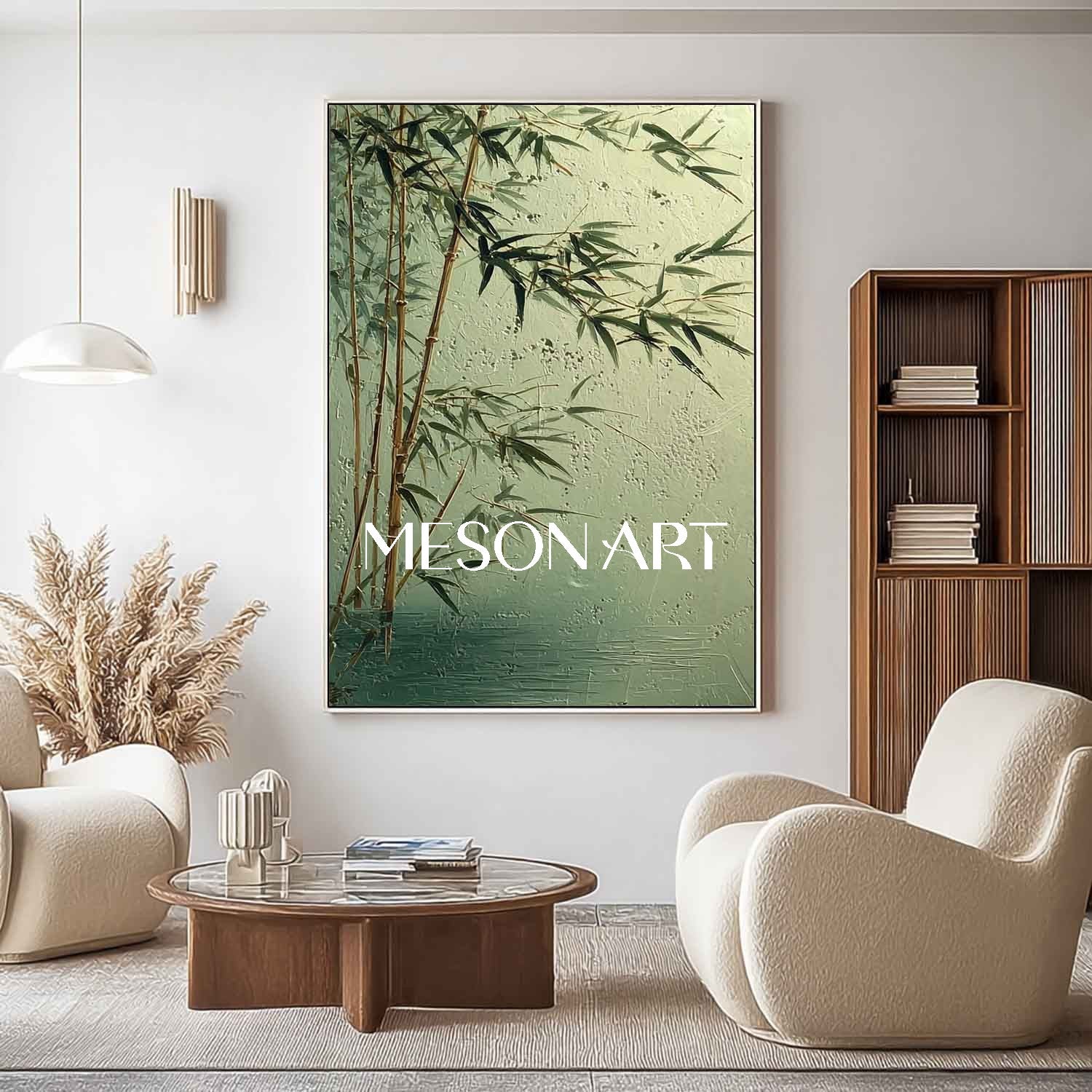 Textured Bamboo Landscape with Earth Tones | Mesonart Zen Collection