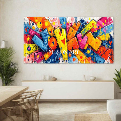 Heart shaped cartoon graffiti abstract art for sale Heart shaped graffiti wall art decoration ideas