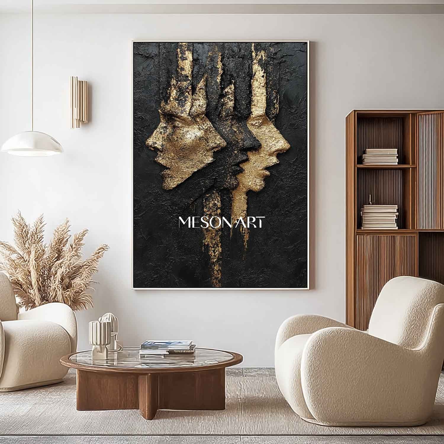 Black and gold elegant lady portrait abstract art Elegant lady portrait wall art decoration ideas