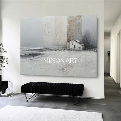 Gray Landscape Abstract Art Gray Minimalist Wall Art Living Room Decor