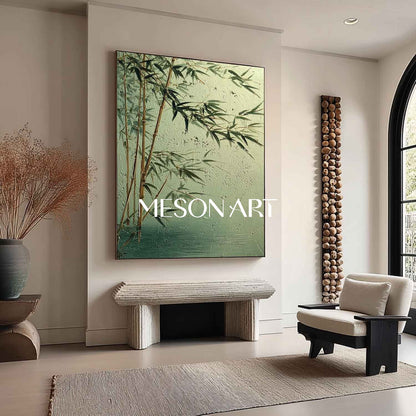 Textured Bamboo Landscape with Earth Tones | Mesonart Zen Collection