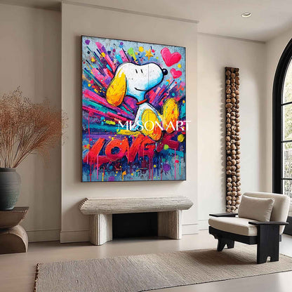 Snoopy Graffiti Abstract Art Snoopy Pop Canvas Art Snoopy Graffiti Canvas Wall Decor Painting