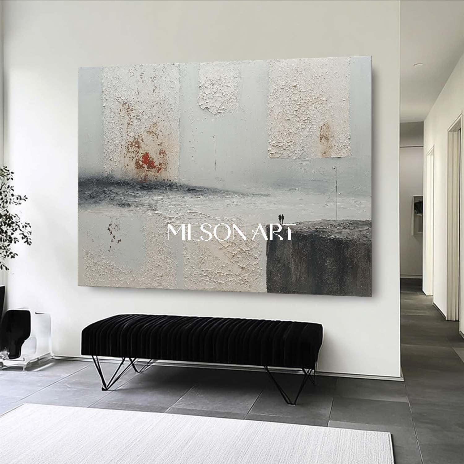 Horizontal Grey Abstract Art for Sale 3D Grey Abstract Wall Art Decor