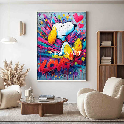 Snoopy Graffiti Abstract Art Snoopy Pop Canvas Art Snoopy Graffiti Canvas Wall Decor Painting