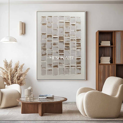 Large 3D Gold and White Abstract Texture Art Gold and White Minimalist Canvas Wall Decor