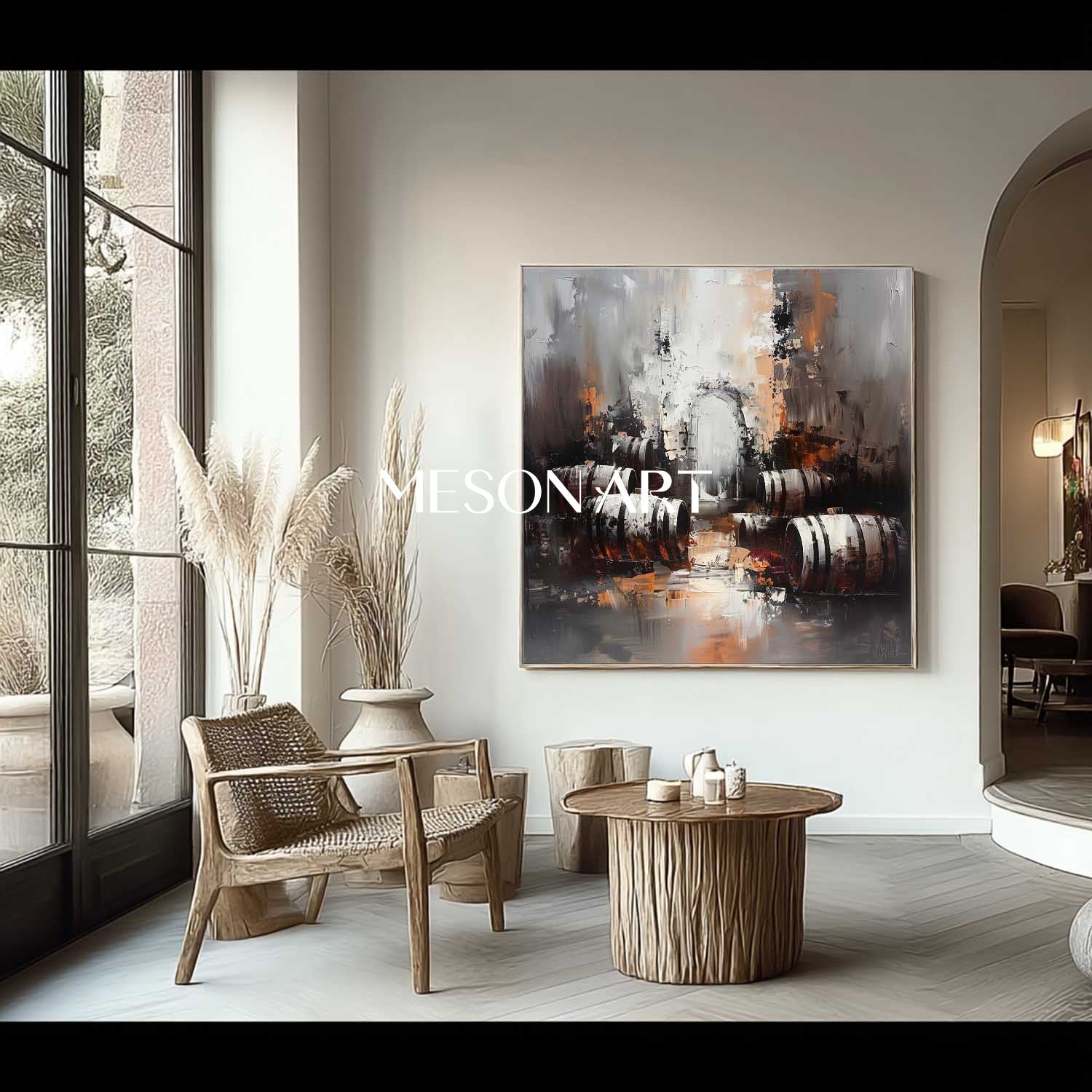 Large Red Wine Barrel Abstract Canvas Art for Sale Winery Wine Cabinet Wall Art Decoration