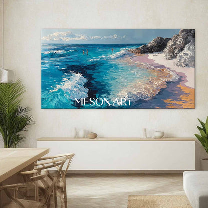 Large 3D Beach Waves Abstract Art Beach Seaside Canvas Wall Art Decoration For Sale