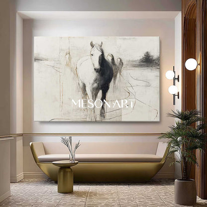 Contemporary Minimalist Horse Abstract Canvas Wall Art Decor For Sale Minimalist Horse Line Art