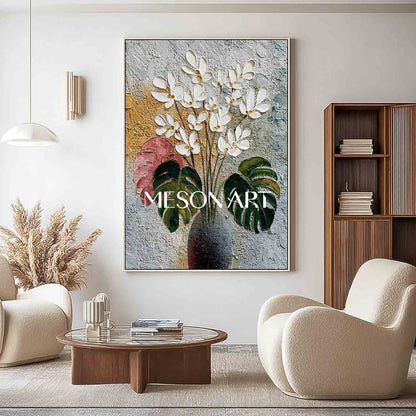 Floral Canvas Art Contemporary Floral Texture Art Modern Abstract Botanical Wall Art for Entryway