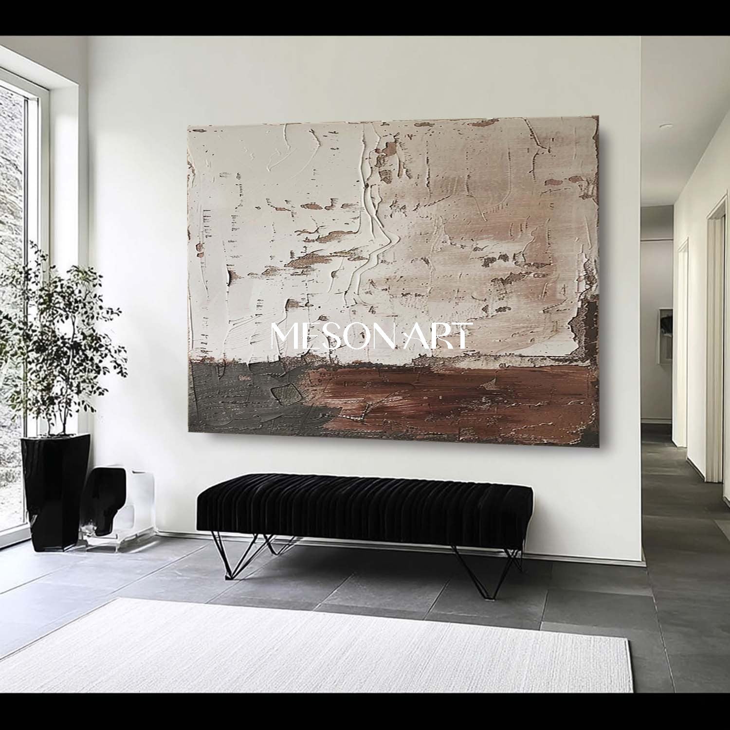 Minimalist Wabi-Sabi Painting – Neutral Tones & Rustic Texture