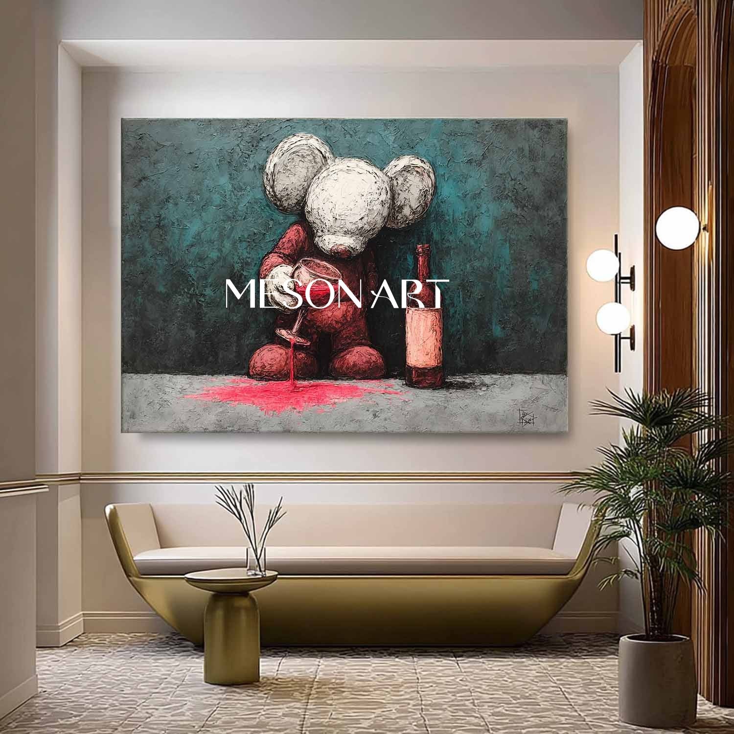 Large Contemporary Red Wine Pop Art Kaws Abstract Pop Art Red Wine Modern Abstract Canvas Art