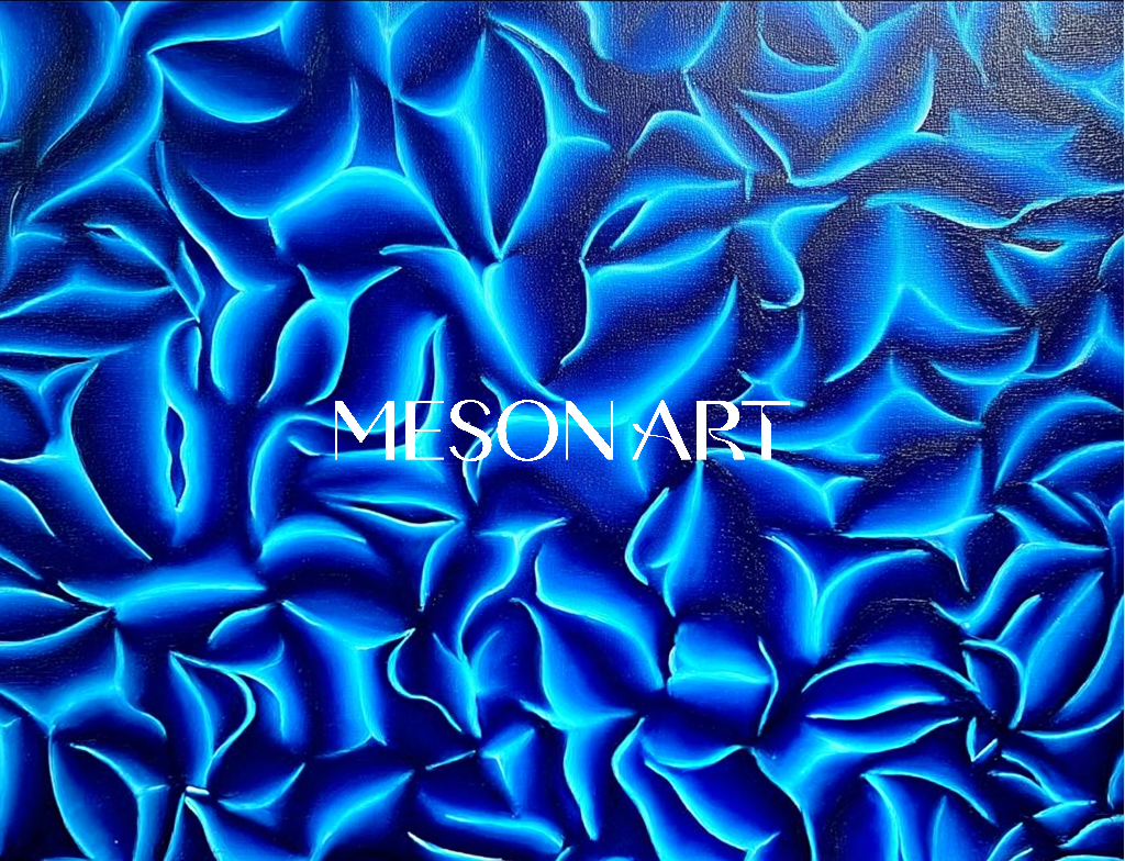 Blue Abstract Modern Art Canvas Painting Large Interior Wall Art Decor