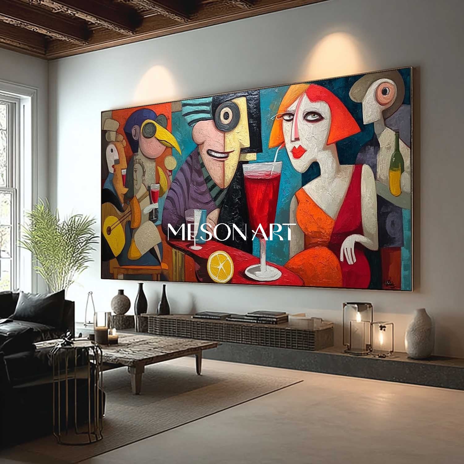 Order Large Panoramic Pop Art Painting for Living Room or Hotel Lobby