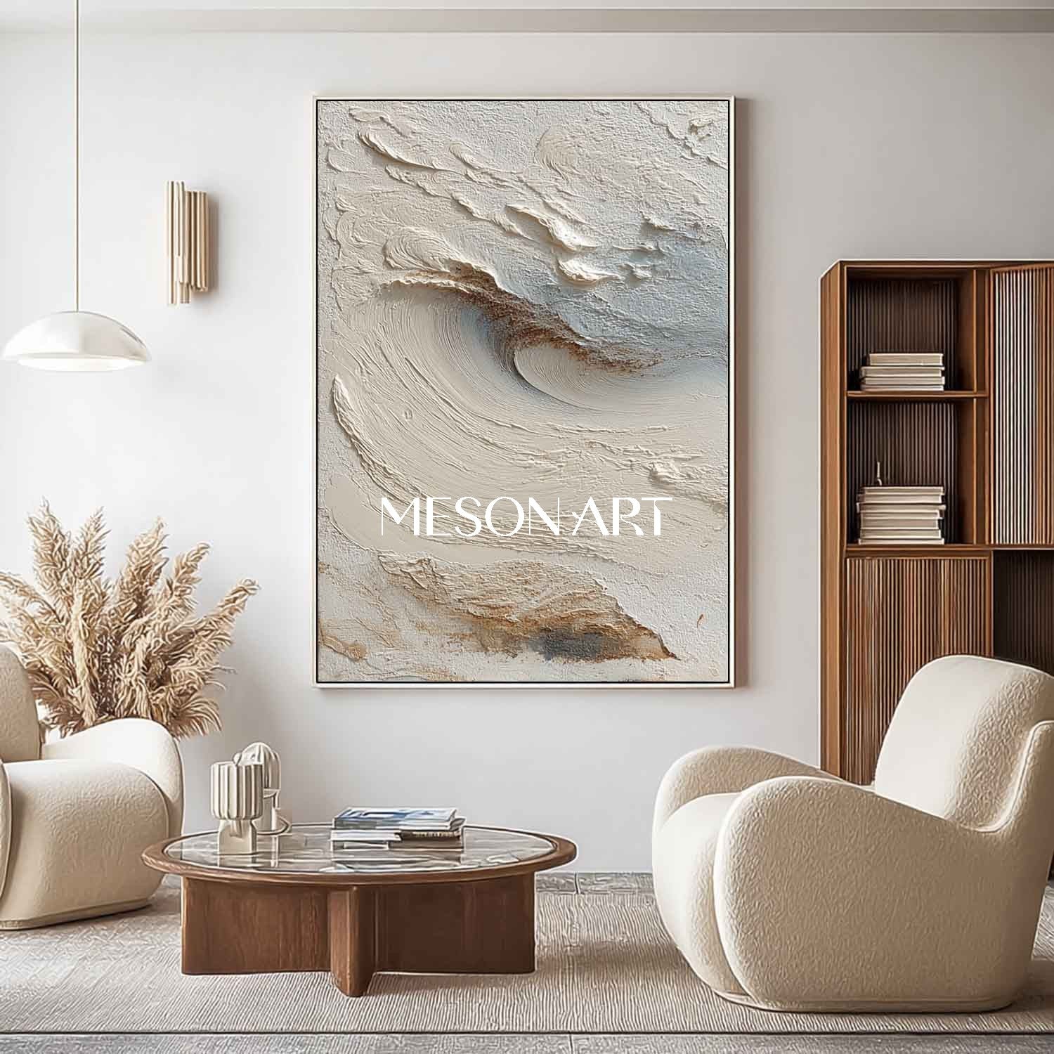 Fireplace Wall Decor Ideas Beige 3D Texture Painting Beige Abstract Canvas Wall Art