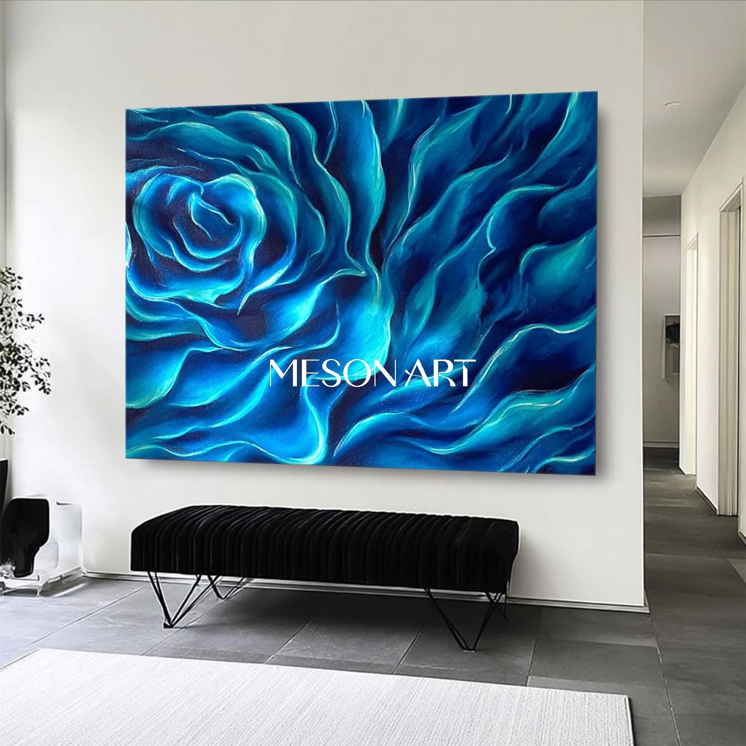 ブルーローズ抽象絵画オーシャンインスピレーションLuxurayウォール