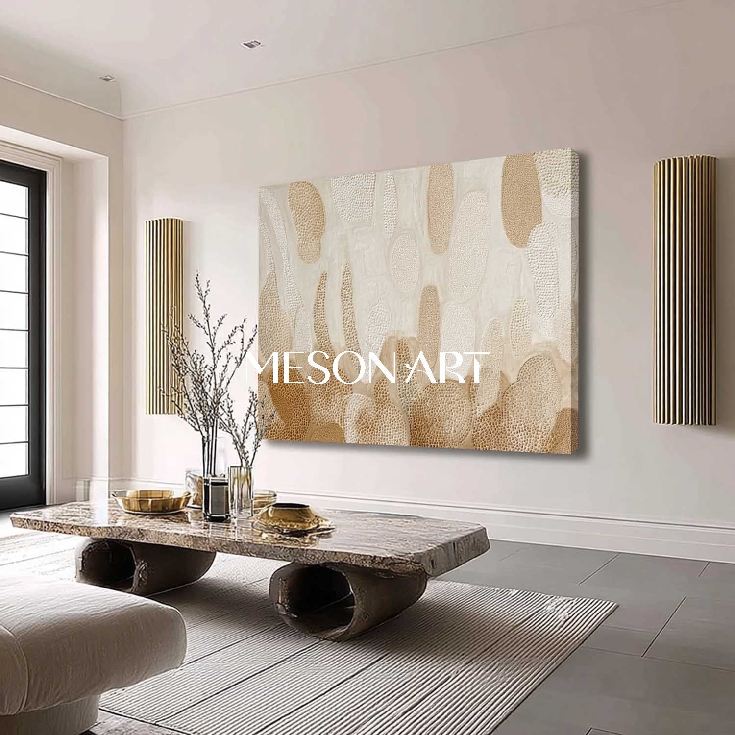Beige Framed Bohemian Art – Handcrafted Canvas for Every Room