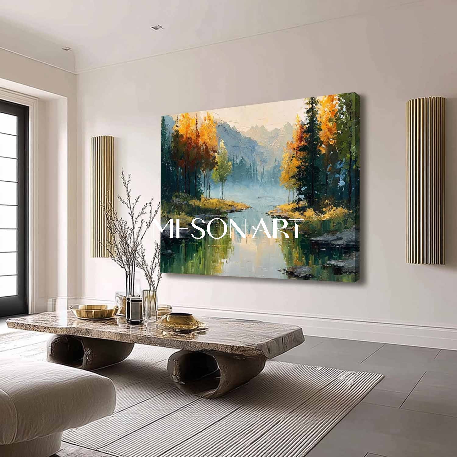 Autumn Wall Art Large Canvas Painting for Cozy Living Rooms Fall Decor