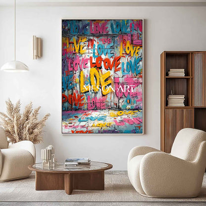LOVE Graffiti Abstract Canvas Art New House Wall Decoration Ideas Valentine's Day LOVE Artwork Gift