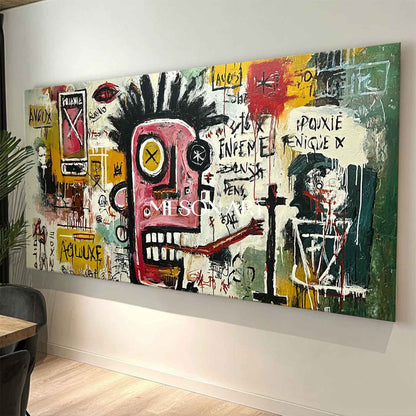 Basquiat Style Abstract Graffiti Hand Painted Canvas Urban Wall Art 