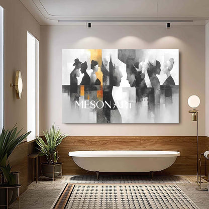 Large Black White Abstract Wall Art Modern Silhouette Canvas Decor