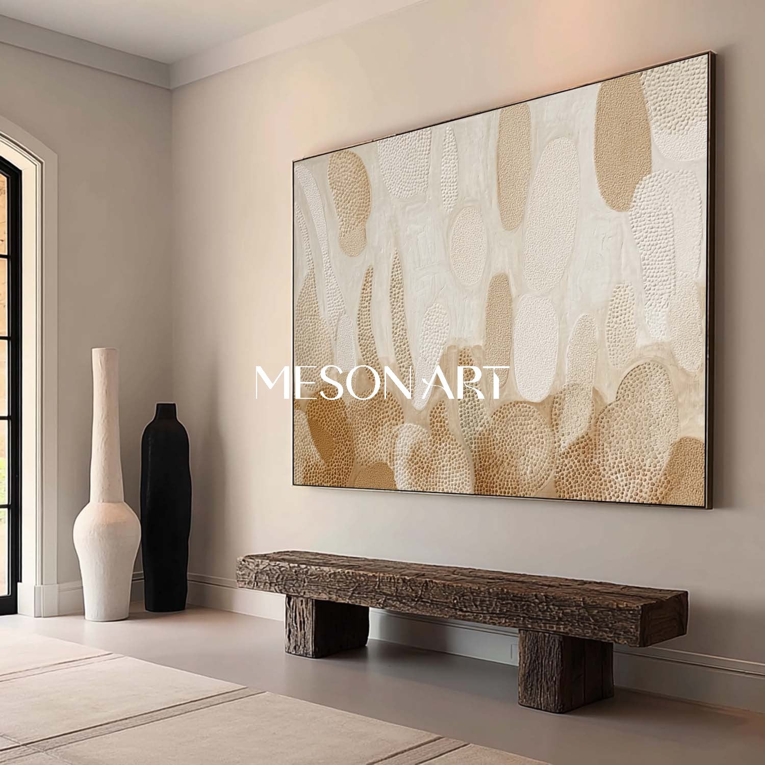 Beige Framed Bohemian Art – Handcrafted Canvas for Every Room