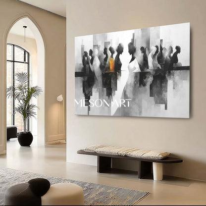 Modern Large Abstract Geometric Oil Canvas Hand-Painted Wall Art Decor