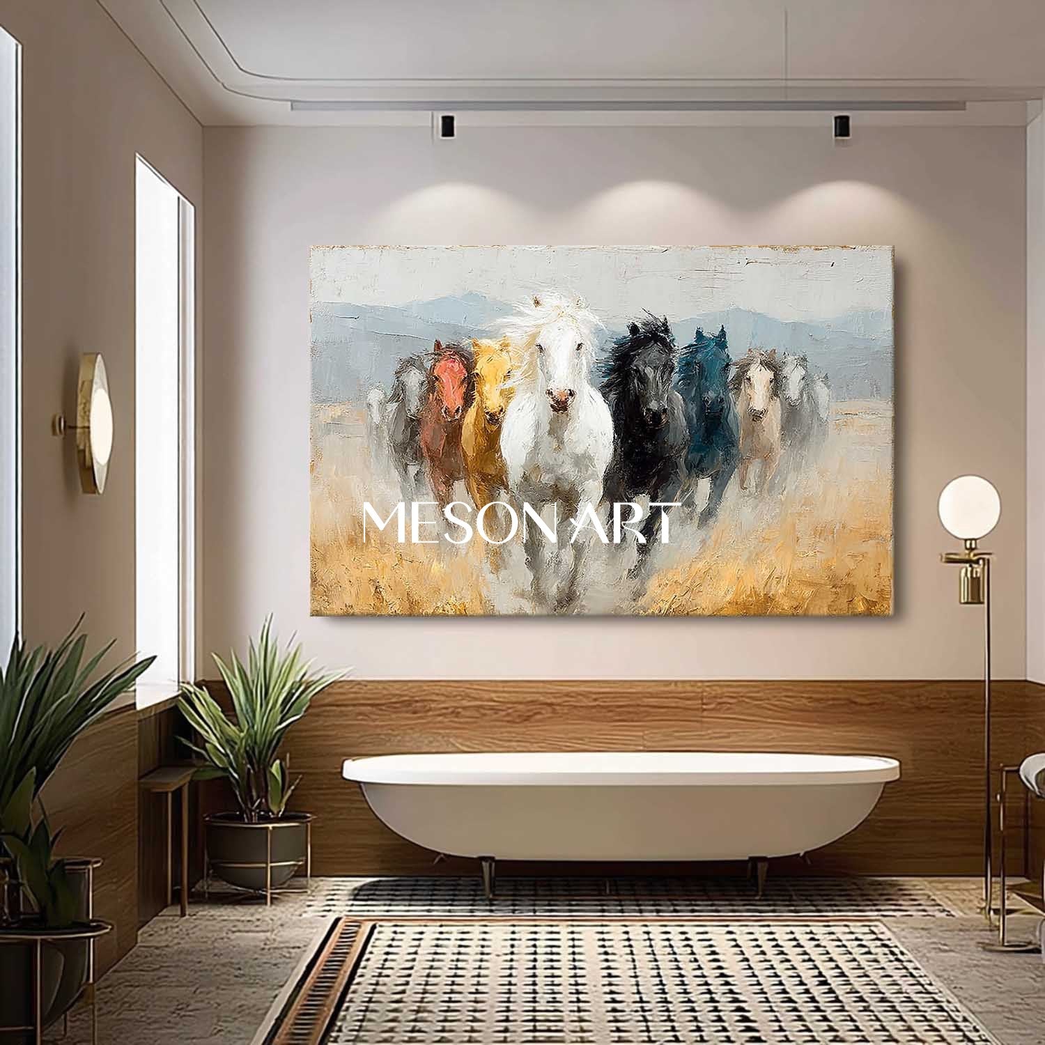 Large Nine Horses Canvas Wall Art Decor For Sale Nine Horses 3D Abstract Texture Painting