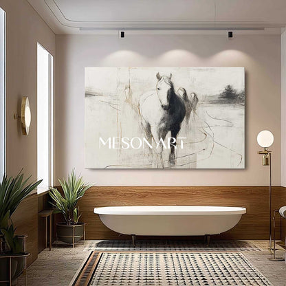 Contemporary Minimalist Horse Abstract Canvas Wall Art Decor For Sale Minimalist Horse Line Art