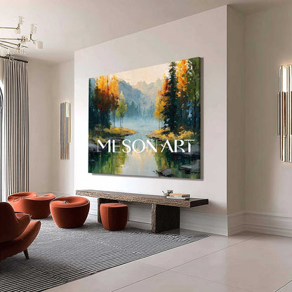 Autumn Wall Art Large Canvas Painting for Cozy Living Rooms Fall Decor