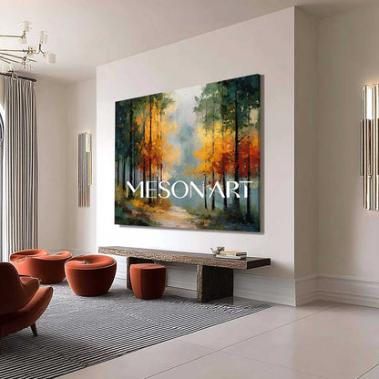 Autumn Landscape Canvas Art – Perfect for Living Room Walls, Warm Fall Decor