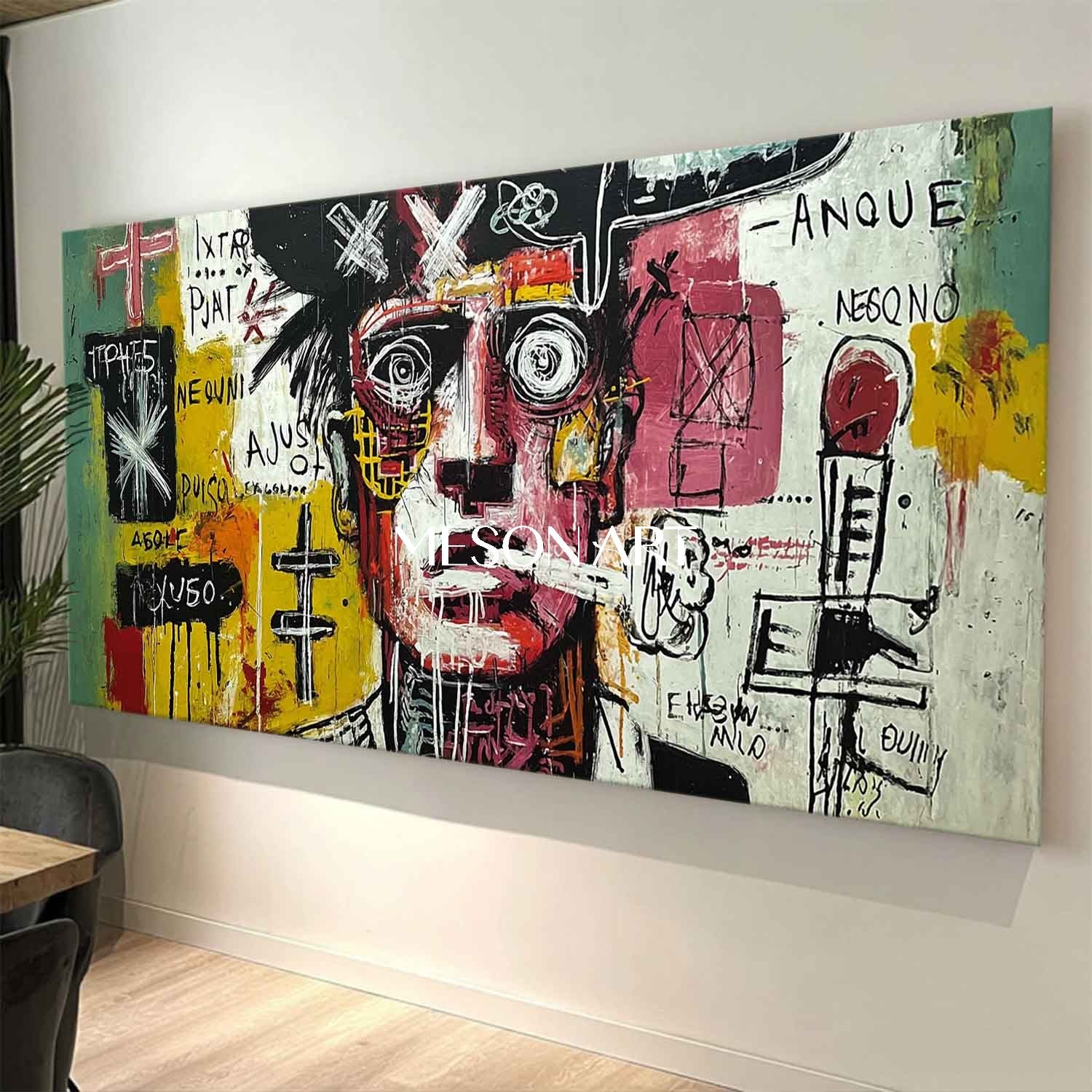 Large Abstract Neo Expressionism Portrait Painting Modern Home Decor