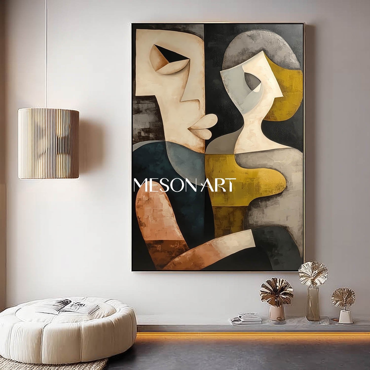 Contemporary Cubist Portrait Art Large Abstract Picasso Style Canvas
