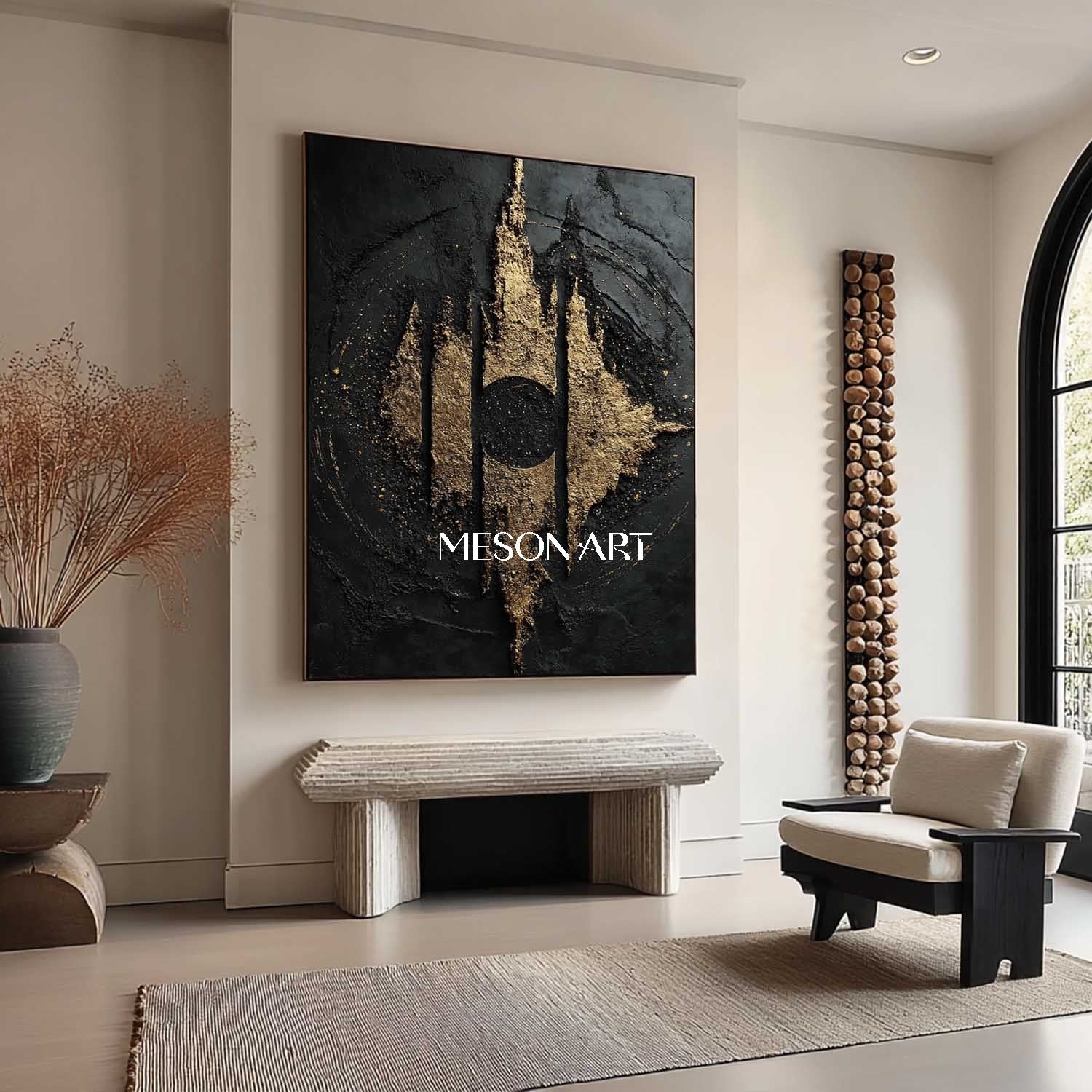 Large Black and gold abstract art canvas Black and gold texture painting Black gold wall art decor