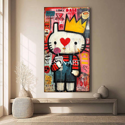 Red Pop Art Graffiti Oil Painting Modern Abstract Canvas Bedroom