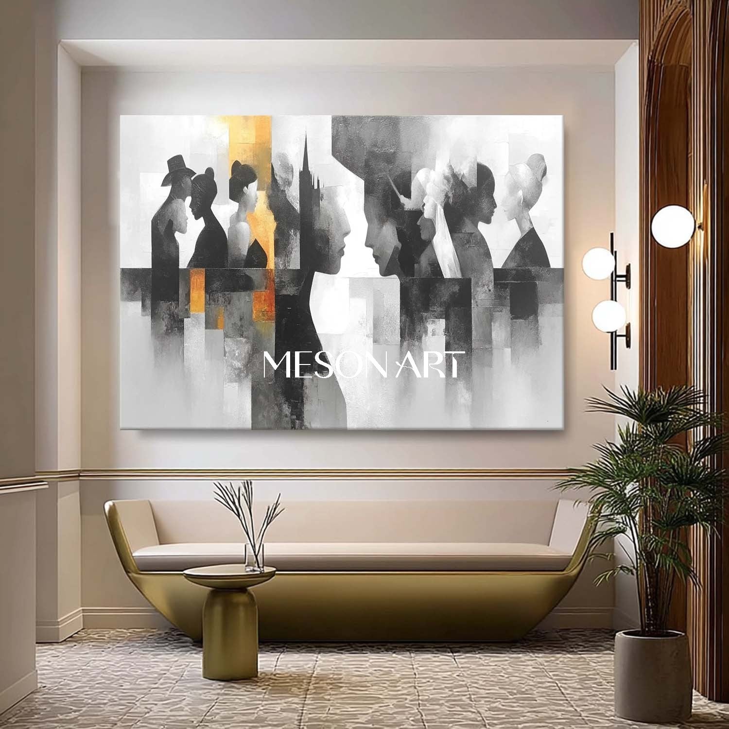 Large Black White Abstract Wall Art Modern Silhouette Canvas Decor