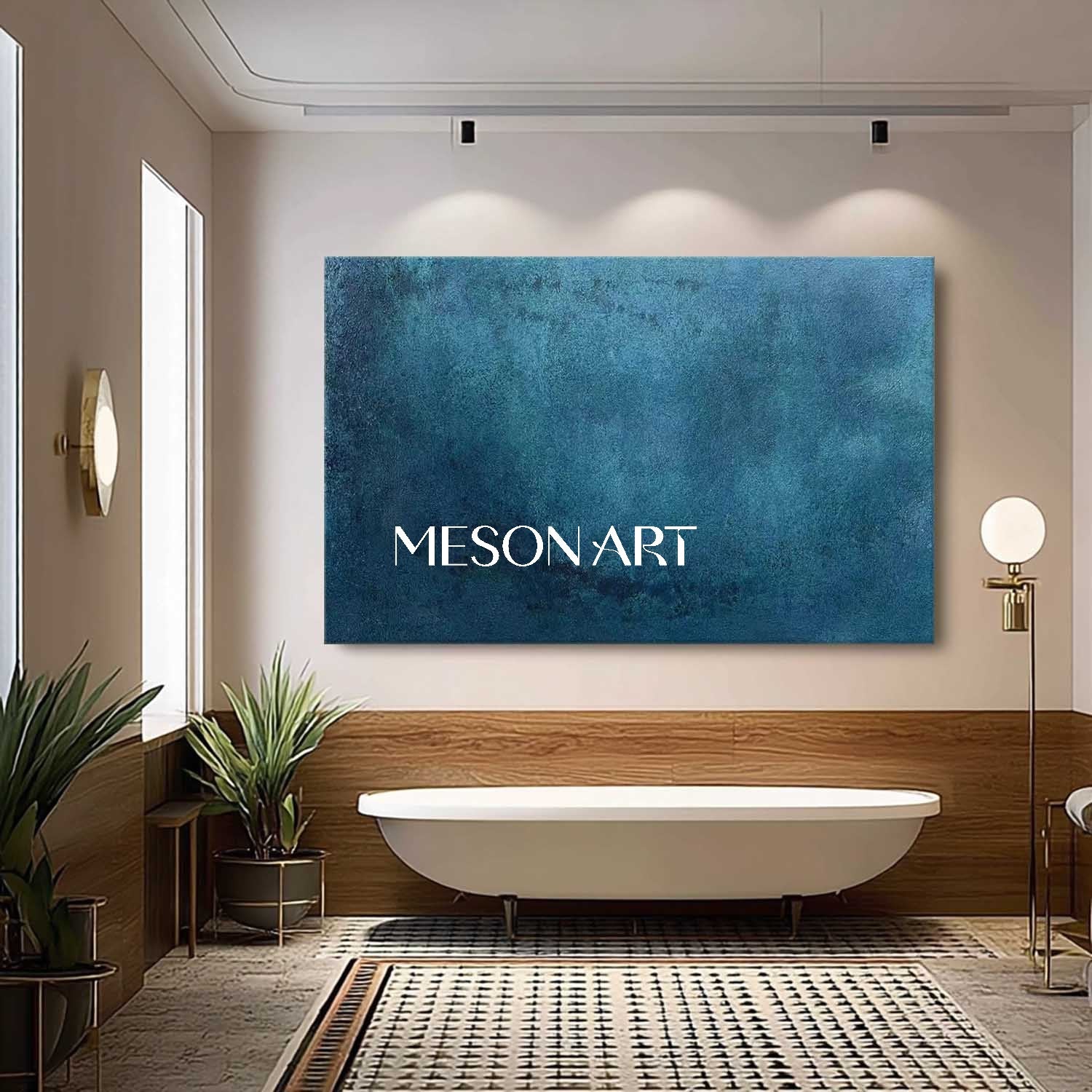 Large Blue Abstract Art Contemporary Blue Abstract Art Decor for Living Room