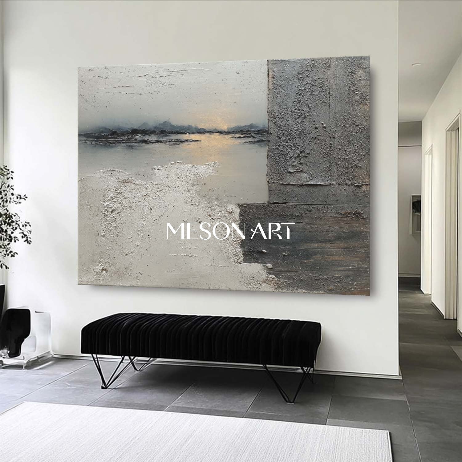 オリジナルのわびさびグレー抽象風景テクスチャ絵画を購入する – MesonArt
