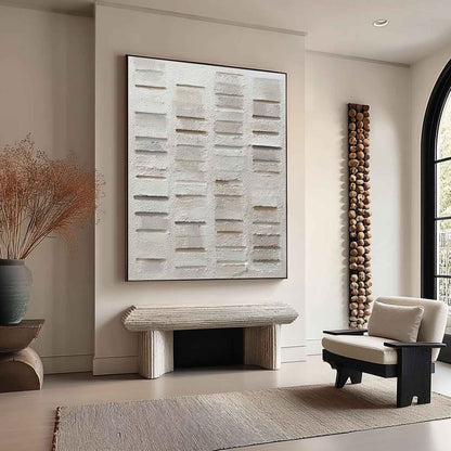 3D Grayish White Abstract Canvas Art Grayish White Texture Painting Grayish White Wall Art Decor