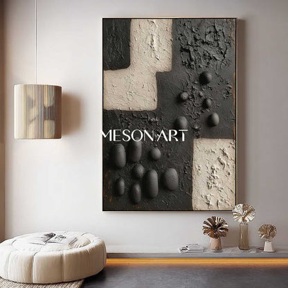 Large 3D Black Texture Wall Painting Black Abstract Canvas Art Black Abstract Art for Sale
