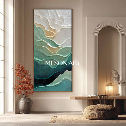 Extra Large Green Living Room Plaster Abstract Texture Canvas Wall Art