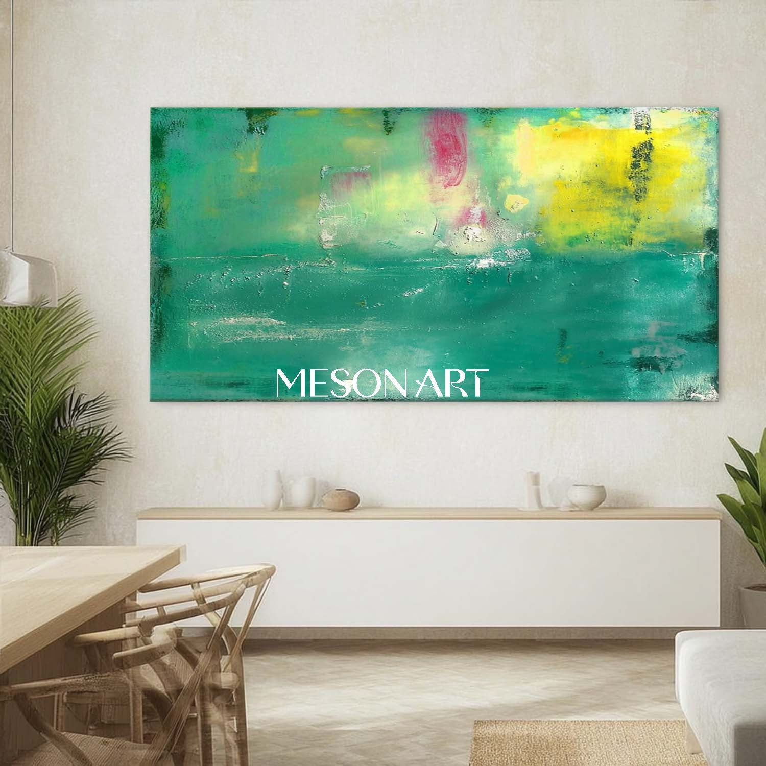 Big Green Abstract Painting Green Wall Art Decoration For Living Room