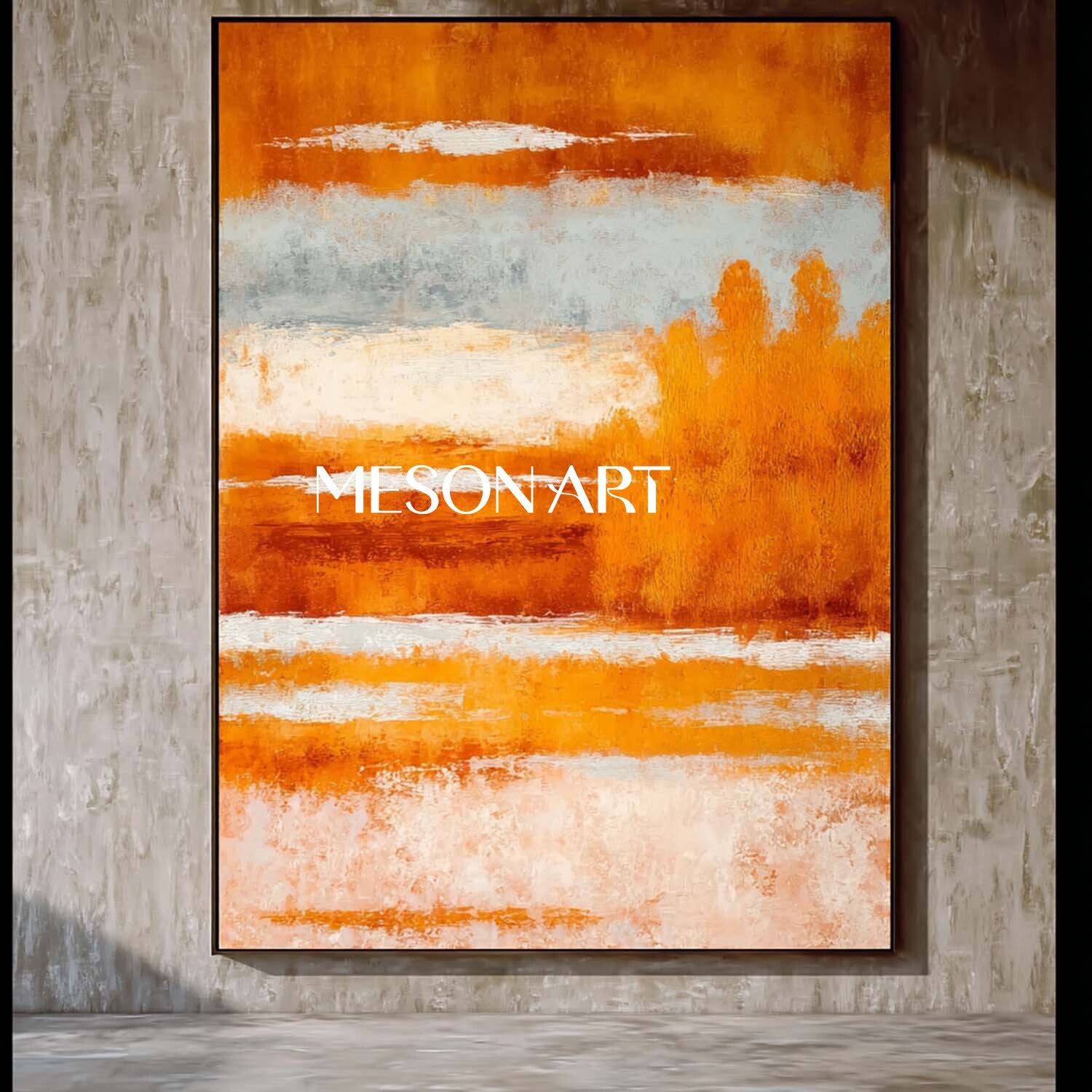 Autumn Colors Abstract Painting Modern Fall Canvas for Living Room