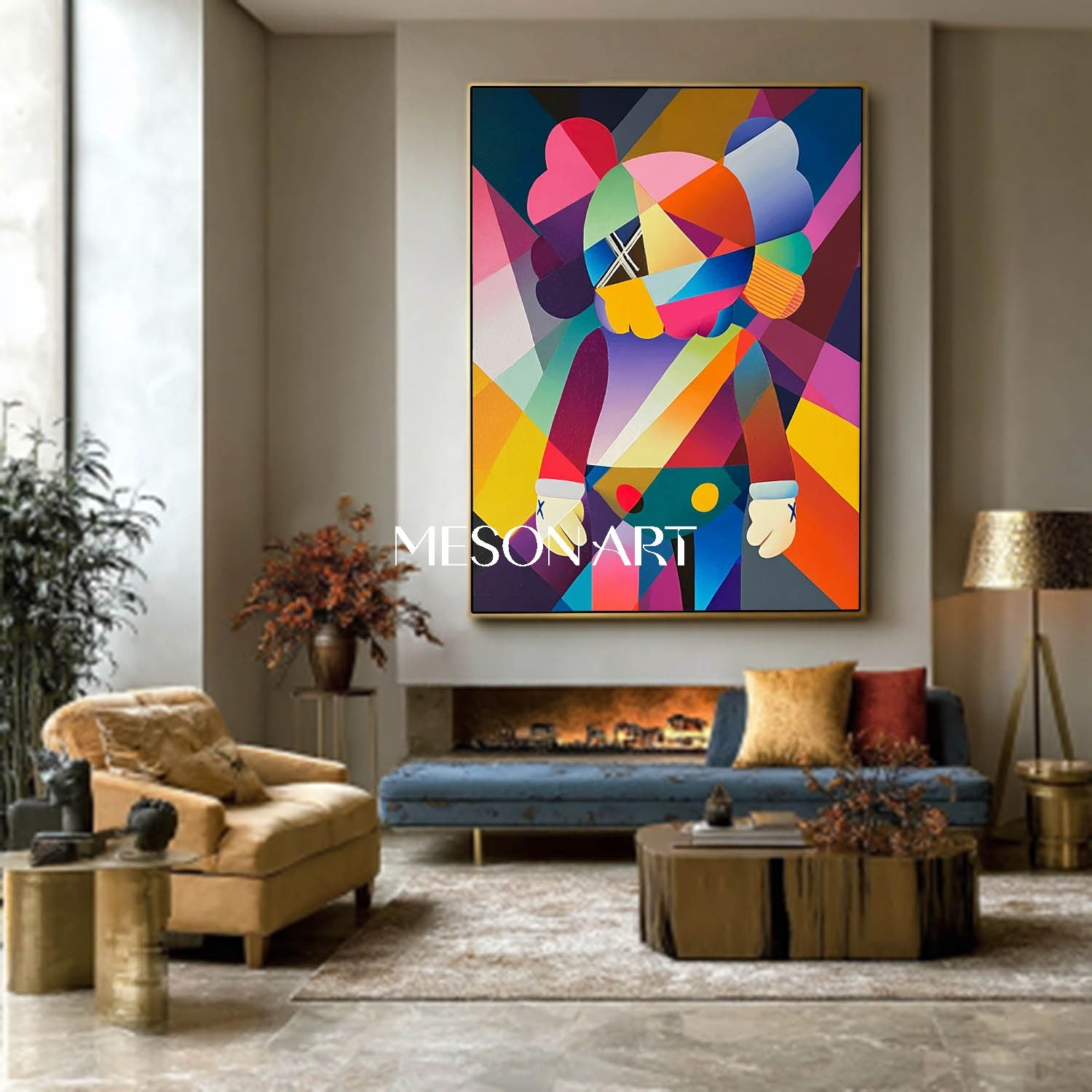 カラフルなKAWSポップ抽象絵画モダンジオメトリックアート玄関用
