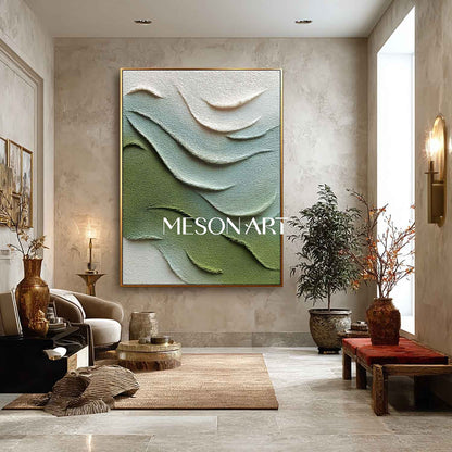 Green Abstract Texture Painting Fireplace Green Abstract Canvas Wall Art